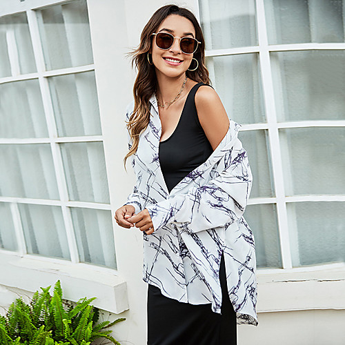 Women's Coat Casual / Daily Summer Regular Coat Shirt Collar Regular Fit Casual Jacket Pattern Others White
Women's Coat Casual / Daily Summer Regular Coat Shirt Collar Regular Fit Casual Jacket Pattern Others White