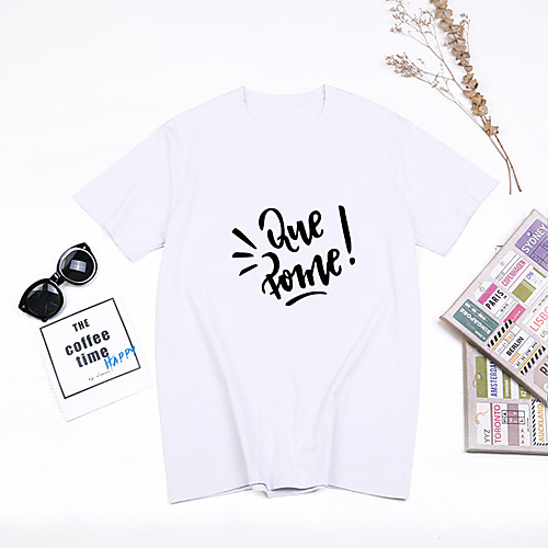 Women's T shirt Cartoon Letter Print Round Neck Tops Cotton Basic Basic Top White Blue Red
Women's T shirt Cartoon Letter Print Round Neck Tops Cotton Basic Basic Top White Blue Red