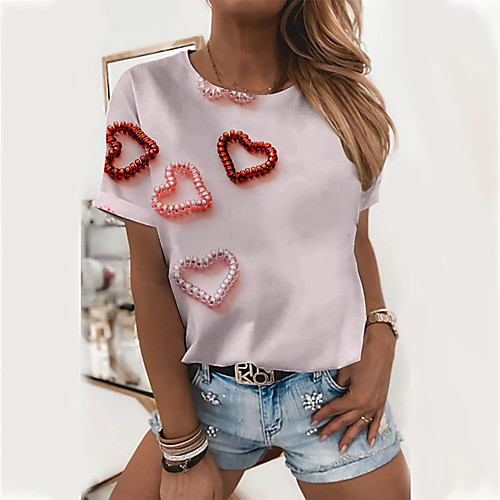 Women's Painting T shirt Graphic Heart Print Round Neck Basic Tops White Purple Blushing Pink
Women's Painting T shirt Graphic Heart Print Round Neck Basic Tops White Purple Blushing Pink