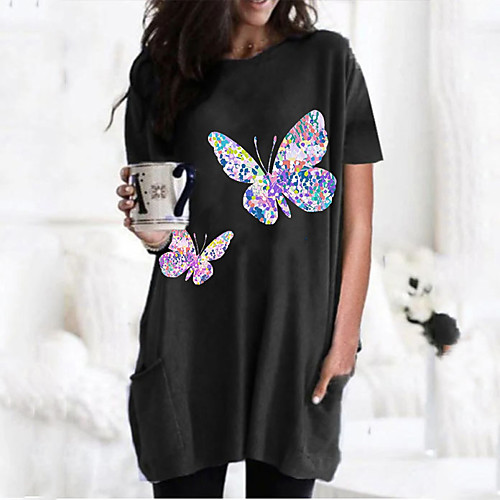 Women's T shirt Dress Graphic Butterfly Round Neck Tops Basic Basic Top Black Wine Army Green
Women's T shirt Dress Graphic Butterfly Round Neck Tops Basic Basic Top Black Wine Army Green