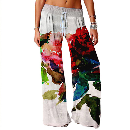 Women's Basic Soft Comfort Daily Home Wide Leg Pants Plants Flower / Floral Full Length Elastic Drawstring Design Print White Red
Women's Basic Soft Comfort Daily Home Wide Leg Pants Plants Flower / Floral Full Length Elastic Drawstring Design Print White Red