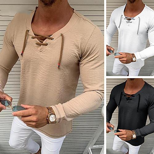 Men's Shirt Solid Colored Drawstring Long Sleeve Casual Tops Casual Fashion Breathable Comfortable Round Neck Khaki White Black
Men's Shirt Solid Colored Drawstring Long Sleeve Casual Tops Casual Fashion Breathable Comfortable Round Neck Khaki White Black