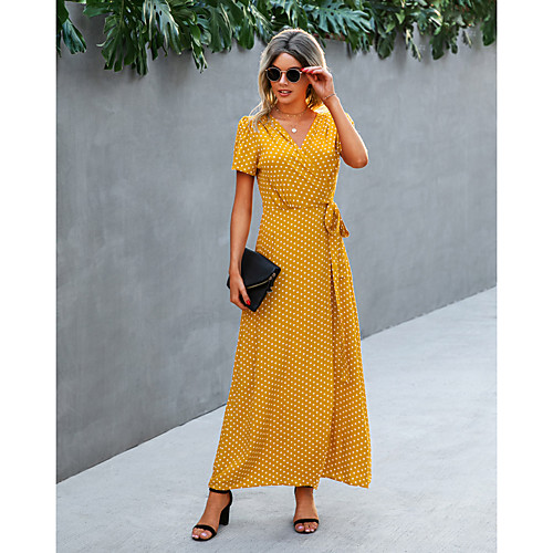 Women's Swing Dress Maxi long Dress Yellow dots Coffee color Purple Apricot Short Sleeve Print Round Dots Flower / Floral Lace up Print Spring Summer V Neck Casual / Daily 2021 S M L XL
Women's Swing Dress Maxi long Dress Yellow dots Coffee color Purple Apricot Short Sleeve Print Round Dots Flower / Floral Lace up Print Spring Summer V Neck Casual / Daily 2021 S M L XL