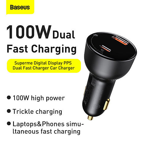 BASEUS 100 W Output Power USB USB C PD Charger Car USB Charger Socket Fast Charger Phone Charger Multi-Output Fast Charge For Universal
BASEUS 100 W Output Power USB USB C PD Charger Car USB Charger Socket Fast Charger Phone Charger Multi-Output Fast Charge For Universal