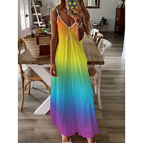 Women's Strap Dress Maxi long Dress Yellow Rainbow White Black Sleeveless Stripes Spring Summer Casual / Daily 2021 S M L XL
Women's Strap Dress Maxi long Dress Yellow Rainbow White Black Sleeveless Stripes Spring Summer Casual / Daily 2021 S M L XL