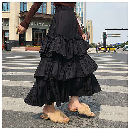 Women's Date Vacation Streetwear Sophisticated Skirts Solid Colored Layered Ruffle Black
Women's Date Vacation Streetwear Sophisticated Skirts Solid Colored Layered Ruffle Black