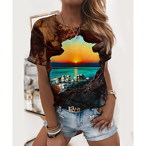 Women's 3D Printed Painting T shirt Scenery 3D Print Round Neck Basic Tops Brown
Women's 3D Printed Painting T shirt Scenery 3D Print Round Neck Basic Tops Brown