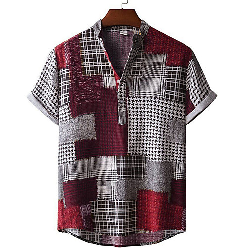 Men's Shirt Color Block Button-Down Short Sleeve Casual Tops Cotton Casual Fashion Breathable Comfortable Red 
Men's Shirt Color Block Button-Down Short Sleeve Casual Tops Cotton Casual Fashion Breathable Comfortable Red
