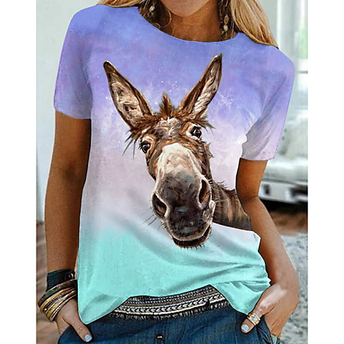Women's 3D Printed T shirt Color Gradient 3D Giraffe Print Round Neck Tops Basic Basic Top Blue Purple Green
Women's 3D Printed T shirt Color Gradient 3D Giraffe Print Round Neck Tops Basic Basic Top Blue Purple Green