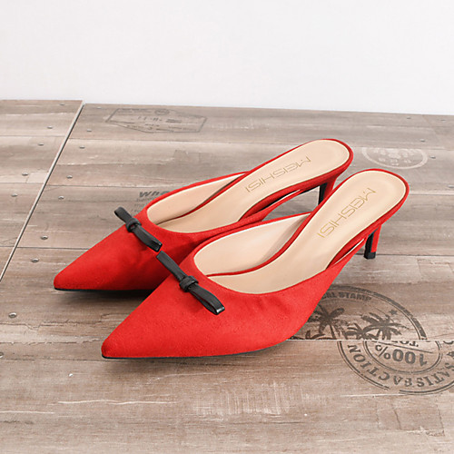 Women's Sandals Heeled Mules Stiletto Heel Closed Toe Suede Bowknot Red Black Rainbow
Women's Sandals Heeled Mules Stiletto Heel Closed Toe Suede Bowknot Red Black Rainbow