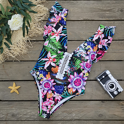 Women's One Piece Monokini Swimsuit Push Up Lace Black print Swimwear Bathing Suits New Vacation Vintage / Padded Bras / Beach
Women's One Piece Monokini Swimsuit Push Up Lace Black print Swimwear Bathing Suits New Vacation Vintage / Padded Bras / Beach