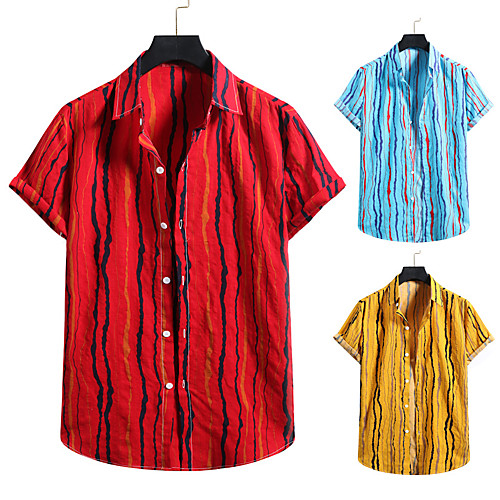 Men's Shirt non-printing Striped Short Sleeve Casual Tops Lightweight Tropical Comfortable Beach Blue Yellow Red
Men's Shirt non-printing Striped Short Sleeve Casual Tops Lightweight Tropical Comfortable Beach Blue Yellow Red