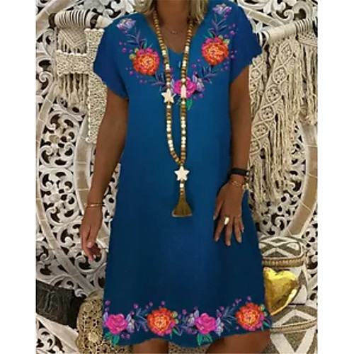 Women's A Line Dress Knee Length Dress Blue Short Sleeve Floral Summer V Neck Elegant Casual 2021 S M L XL XXL 3XL 4XL 5XL
Women's A Line Dress Knee Length Dress Blue Short Sleeve Floral Summer V Neck Elegant Casual 2021 S M L XL XXL 3XL 4XL 5XL