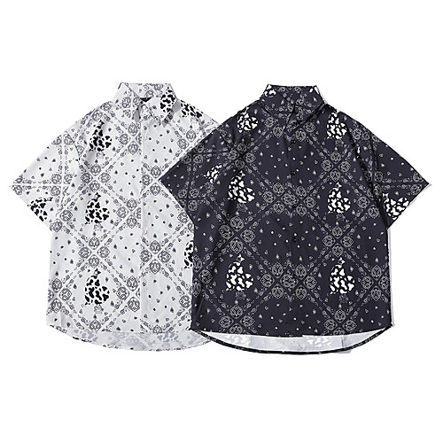 Men's Shirt Other Prints Graphic Button-Down Print Short Sleeve Casual Tops Basic Hawaiian Distressed White Black / Summer
Men's Shirt Other Prints Graphic Button-Down Print Short Sleeve Casual Tops Basic Hawaiian Distressed White Black / Summer