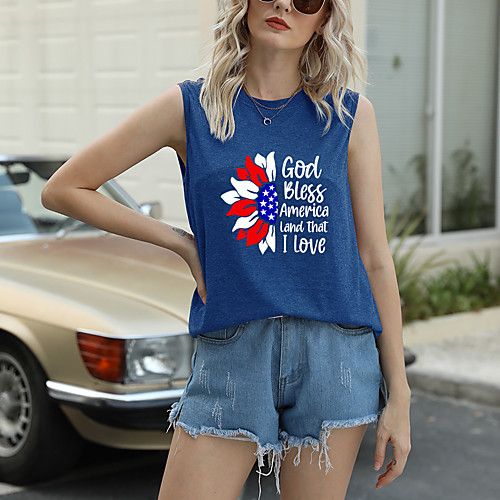 Women's Floral Theme Independence Day Tank Top T shirt Floral USA Sunflower Print Round Neck Basic Streetwear Tops Blue Blushing Pink Wine
Women's Floral Theme Independence Day Tank Top T shirt Floral USA Sunflower Print Round Neck Basic Streetwear Tops Blue Blushing Pink Wine