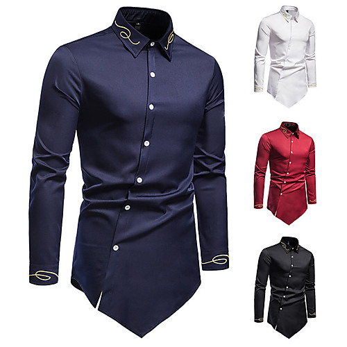 Men's Shirt non-printing Solid Color Embroidered Asymmetric Long Sleeve Party Tops Business Formal Comfortable Wine White Black / Work
Men's Shirt non-printing Solid Color Embroidered Asymmetric Long Sleeve Party Tops Business Formal Comfortable Wine White Black / Work