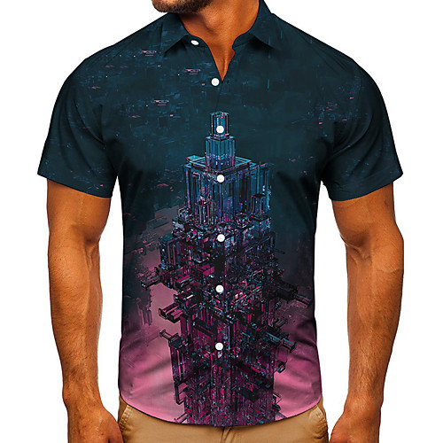 Men's Shirt 3D Print Graphic Prints Building Button-Down Short Sleeve Street Tops Casual Fashion Classic Breathable Blue
Men's Shirt 3D Print Graphic Prints Building Button-Down Short Sleeve Street Tops Casual Fashion Classic Breathable Blue