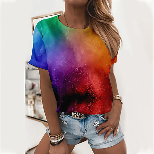 Women's Abstract Painting T shirt Color Block Tie Dye Print Round Neck Basic Tops Purple Red Yellow
Women's Abstract Painting T shirt Color Block Tie Dye Print Round Neck Basic Tops Purple Red Yellow