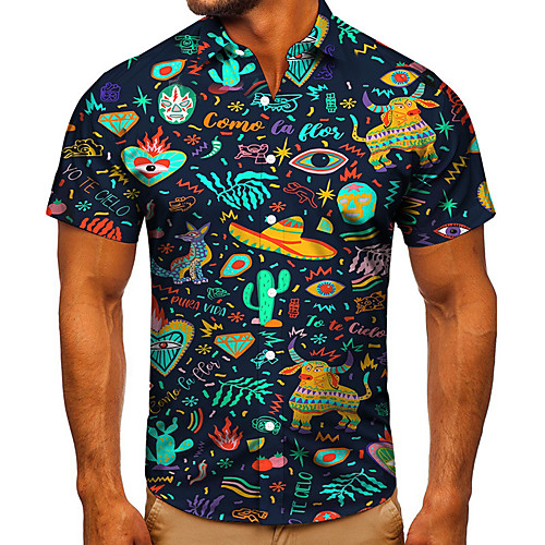 Men's Shirt 3D Print Cartoon Graphic Prints Button-Down Short Sleeve Street Tops Casual Fashion Classic Breathable Navy Blue
Men's Shirt 3D Print Cartoon Graphic Prints Button-Down Short Sleeve Street Tops Casual Fashion Classic Breathable Navy Blue