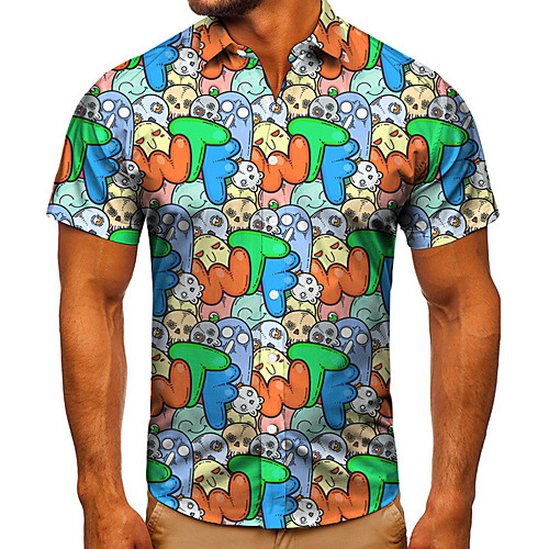Men's Shirt 3D Print Cartoon Graphic Prints Letter Button-Down Short Sleeve Street Tops Casual Fashion Classic Breathable Blue
Men's Shirt 3D Print Cartoon Graphic Prints Letter Button-Down Short Sleeve Street Tops Casual Fashion Classic Breathable Blue