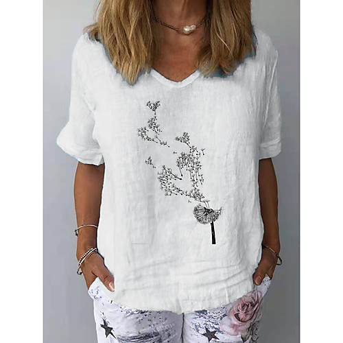 Women's Floral Theme Blouse Dandelion Print V Neck Basic Tops Cotton White Blue Light gray
Women's Floral Theme Blouse Dandelion Print V Neck Basic Tops Cotton White Blue Light gray