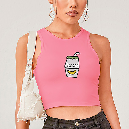 Women's Crop Top Tank Top Vest Graphic Print Round Neck Basic Sexy Tops Slim White Black Blushing Pink
Women's Crop Top Tank Top Vest Graphic Print Round Neck Basic Sexy Tops Slim White Black Blushing Pink