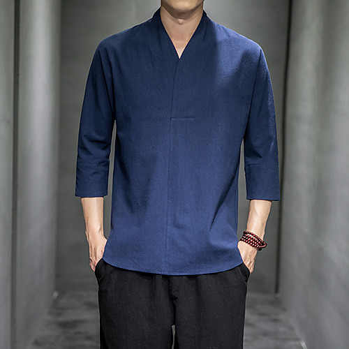 Men's T shirt non-printing Solid Color Plus Size 3/4 Length Sleeve Casual Tops Simple Lightweight Chinese Style Vintage White Blue Black
Men's T shirt non-printing Solid Color Plus Size 3/4 Length Sleeve Casual Tops Simple Lightweight Chinese Style Vintage White Blue Black