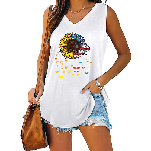 Women's Independence Day Tank Top T shirt Butterfly Star USA Print V Neck Basic Streetwear Tops White Blushing Pink Black / Sunflower
Women's Independence Day Tank Top T shirt Butterfly Star USA Print V Neck Basic Streetwear Tops White Blushing Pink Black / Sunflower