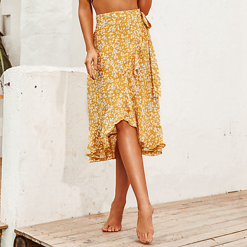 Women's Date Vacation Basic Streetwear Skirts Floral / Botanical Ruffle Print Yellow
Women's Date Vacation Basic Streetwear Skirts Floral / Botanical Ruffle Print Yellow