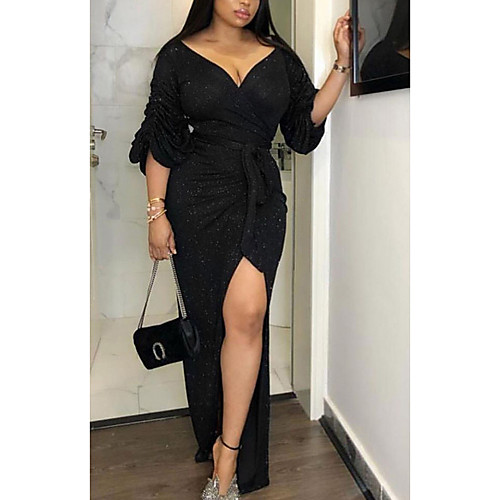 Women's Sheath Dress Maxi long Dress Black Brown Navy Blue Half Sleeve Solid Color Split Patchwork Fall Summer V Neck Casual 2021 S M L XL
Women's Sheath Dress Maxi long Dress Black Brown Navy Blue Half Sleeve Solid Color Split Patchwork Fall Summer V Neck Casual 2021 S M L XL