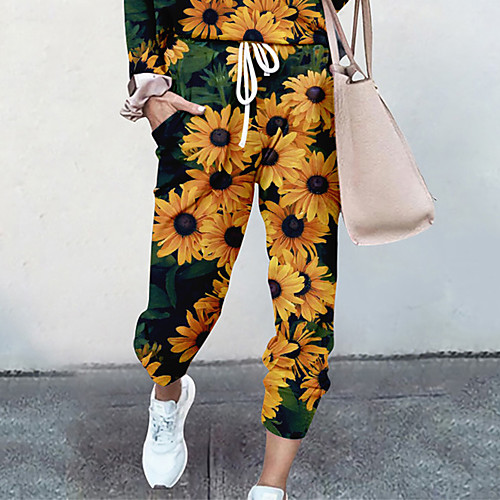 Women's Basic Soft Comfort Going out Gym Palazzo Pants Flower / Floral Sunflower Full Length Pocket Elastic Drawstring Design Print Orange
Women's Basic Soft Comfort Going out Gym Palazzo Pants Flower / Floral Sunflower Full Length Pocket Elastic Drawstring Design Print Orange