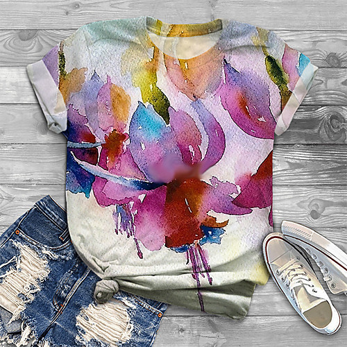 Women's Plus Size Tops T shirt Floral Graphic Print Short Sleeve Crewneck Basic Blushing Pink Big Size XL XXL 3XL 4XL 5XL / Holiday
Women's Plus Size Tops T shirt Floral Graphic Print Short Sleeve Crewneck Basic Blushing Pink Big Size XL XXL 3XL 4XL 5XL / Holiday