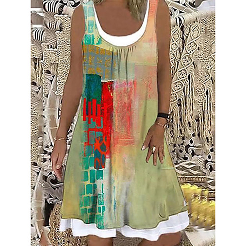 Women's Shift Dress Knee Length Dress Green Sleeveless Color Block Print Spring Summer Boat Neck Casual Holiday 2021 S M L XL XXL 3XL
Women's Shift Dress Knee Length Dress Green Sleeveless Color Block Print Spring Summer Boat Neck Casual Holiday 2021 S M L XL XXL 3XL