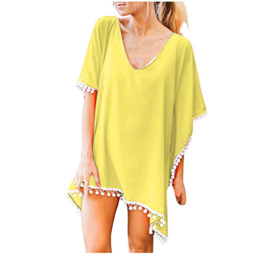 Women's Cover Up Beach Dress Swimsuit Tassel Oversized Solid Color Light Blue Purple Yellow Blushing Pink Red Wine Swimwear Bathing Suits New Casual Vacation / Padless
Women's Cover Up Beach Dress Swimsuit Tassel Oversized Solid Color Light Blue Purple Yellow Blushing Pink Red Wine Swimwear Bathing Suits New Casual Vacation / Padless
