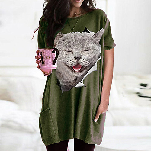Women's T shirt Dress Cat Graphic 3D Round Neck Tops Basic Basic Top Black Wine Army Green
Women's T shirt Dress Cat Graphic 3D Round Neck Tops Basic Basic Top Black Wine Army Green