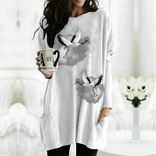 Women's T shirt Graphic Animal Long Sleeve Pocket Round Neck Tops 100% Cotton Basic Basic Top White Black Fuchsia
Women's T shirt Graphic Animal Long Sleeve Pocket Round Neck Tops 100% Cotton Basic Basic Top White Black Fuchsia