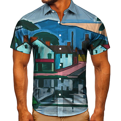 Men's Shirt 3D Print Graphic Prints House Button-Down Short Sleeve Street Tops Casual Fashion Classic Breathable Blue
Men's Shirt 3D Print Graphic Prints House Button-Down Short Sleeve Street Tops Casual Fashion Classic Breathable Blue