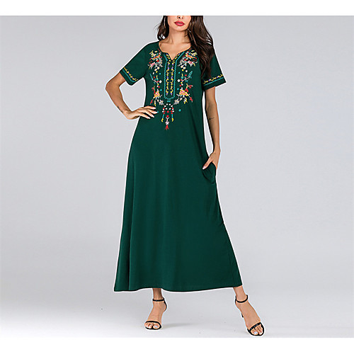 Women's Swing Dress Maxi long Dress Green Short Sleeve Solid Color Spring Summer Elegant & Luxurious 2021 M L XL 2XL
Women's Swing Dress Maxi long Dress Green Short Sleeve Solid Color Spring Summer Elegant & Luxurious 2021 M L XL 2XL