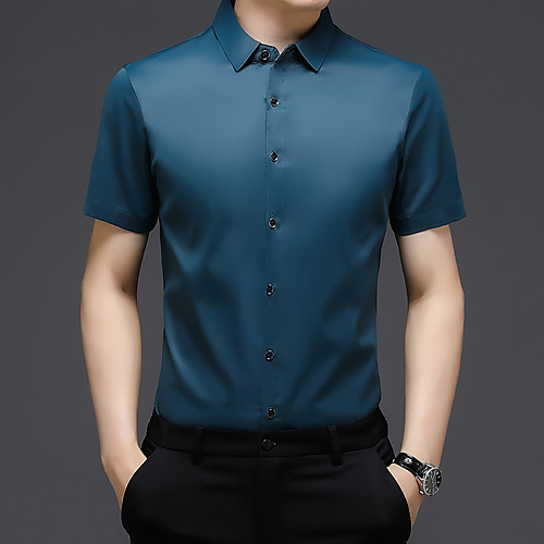 Men's Shirt non-printing Solid Color Short Sleeve Casual Tops Business Simple Casual Classic Collar Blue-Green Purple Green / Summer / Work
Men's Shirt non-printing Solid Color Short Sleeve Casual Tops Business Simple Casual Classic Collar Blue-Green Purple Green / Summer / Work