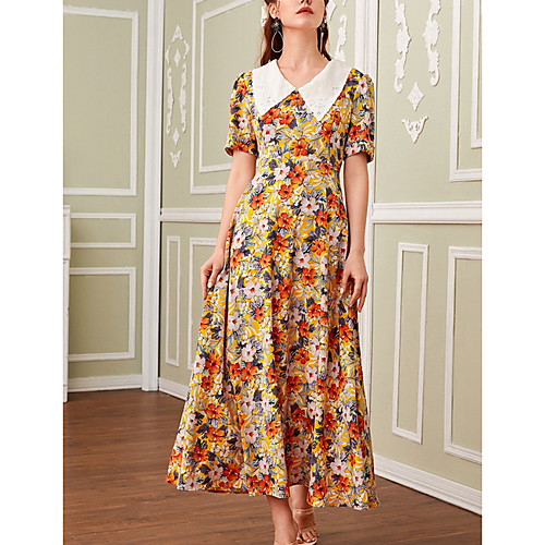 Women's A Line Dress Maxi long Dress Yellow Short Sleeve Print Color Block Patchwork Print Fall Summer Shirt Collar Elegant Casual 2021 S M L XL
Women's A Line Dress Maxi long Dress Yellow Short Sleeve Print Color Block Patchwork Print Fall Summer Shirt Collar Elegant Casual 2021 S M L XL