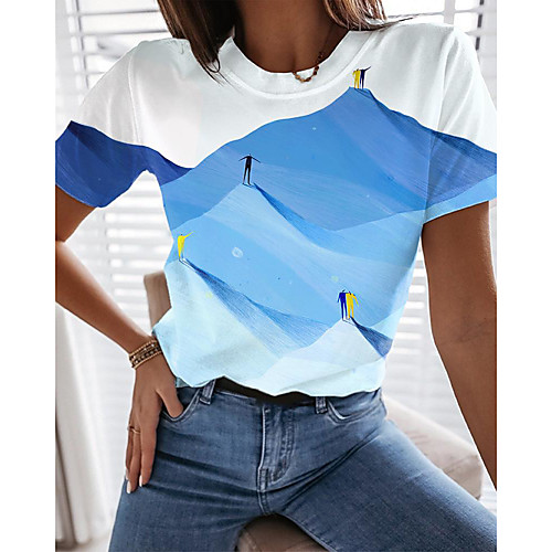 Women's 3D Printed T shirt Scenery Color Block 3D Print Round Neck Tops Basic Basic Top Blue Yellow
Women's 3D Printed T shirt Scenery Color Block 3D Print Round Neck Tops Basic Basic Top Blue Yellow