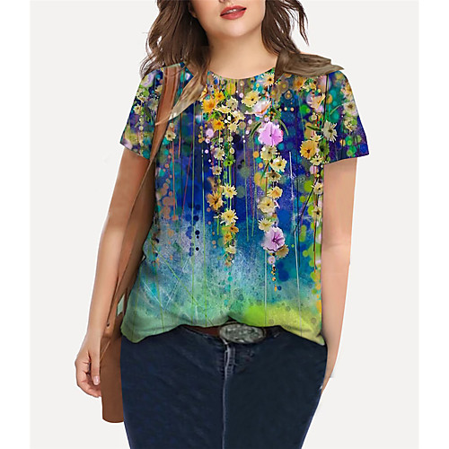 Women's Plus Size Tops T shirt Floral Graphic Print Short Sleeve Crewneck Basic Green Big Size XL XXL 3XL 4XL 5XL / Holiday
Women's Plus Size Tops T shirt Floral Graphic Print Short Sleeve Crewneck Basic Green Big Size XL XXL 3XL 4XL 5XL / Holiday