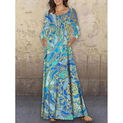 Women's Shift Dress Maxi long Dress Green 3/4 Length Sleeve Floral Print Print Spring Summer Round Neck Casual Holiday 2021 S M L XL XXL 3XL
Women's Shift Dress Maxi long Dress Green 3/4 Length Sleeve Floral Print Print Spring Summer Round Neck Casual Holiday 2021 S M L XL XXL 3XL