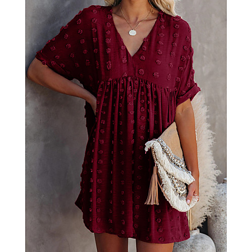 Women's Loose Short Mini Dress Blue Red Wine Orange Black Army Green Apricot Dark Blue Short Sleeve Solid Color Classic Style Smocked Spring Summer V Neck Casual / Daily 2021 S M L XL
Women's Loose Short Mini Dress Blue Red Wine Orange Black Army Green Apricot Dark Blue Short Sleeve Solid Color Classic Style Smocked Spring Summer V Neck Casual / Daily 2021 S M L XL