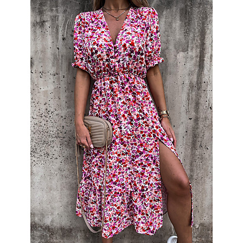Women's Sheath Dress Maxi long Dress Multicolor_1 Purple Blushing Pink Orange White Light Blue Short Sleeve Floral Split Patchwork Print Summer V Neck Boho Holiday Beach Butterfly Sleeve Slim 2021 S
Women's Sheath Dress Maxi long Dress Multicolor_1 Purple Blushing Pink Orange White Light Blue Short Sleeve Floral Split Patchwork Print Summer V Neck Boho Holiday Beach Butterfly Sleeve Slim 2021 S