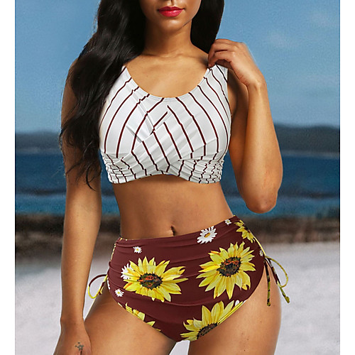 Women's Bikini 2 Piece Swimsuit Print Floral Blue Wine Black Swimwear Padded Scoop Neck Bathing Suits New Casual Sexy / Padded Bras
Women's Bikini 2 Piece Swimsuit Print Floral Blue Wine Black Swimwear Padded Scoop Neck Bathing Suits New Casual Sexy / Padded Bras