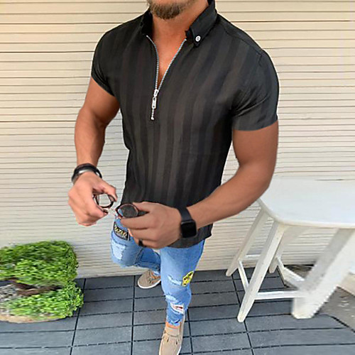 Men's Shirt Striped Zipper Short Sleeve Casual Tops Casual Fashion Breathable Comfortable Standing Collar Yellow White Black
Men's Shirt Striped Zipper Short Sleeve Casual Tops Casual Fashion Breathable Comfortable Standing Collar Yellow White Black