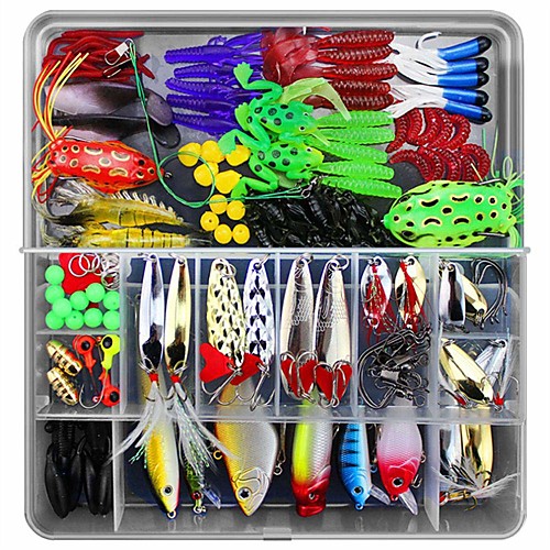 141pcs Freshwater Fishing Lures Kit Fishing Tackle Box with Tackle Included Frog Lures Fishing Spoons Saltwater Pencil Bait Grasshopper Lures for Bass Trout Bass Salmon
141pcs Freshwater Fishing Lures Kit Fishing Tackle Box with Tackle Included Frog Lures Fishing Spoons Saltwater Pencil Bait Grasshopper Lures for Bass Trout Bass Salmon