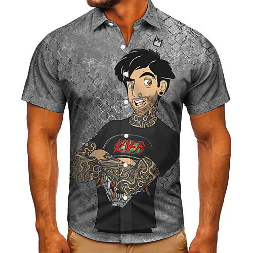 Men's Shirt 3D Print Graphic Prints Human Button-Down Short Sleeve Street Tops Casual Fashion Classic Breathable Gray
Men's Shirt 3D Print Graphic Prints Human Button-Down Short Sleeve Street Tops Casual Fashion Classic Breathable Gray