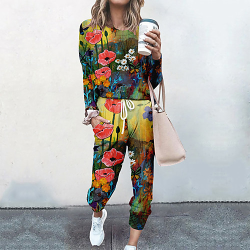 Women's Basic Streetwear Floral Vacation Casual / Daily Two Piece Set Tracksuit T shirt Pant Loungewear Drawstring Print Tops
Women's Basic Streetwear Floral Vacation Casual / Daily Two Piece Set Tracksuit T shirt Pant Loungewear Drawstring Print Tops